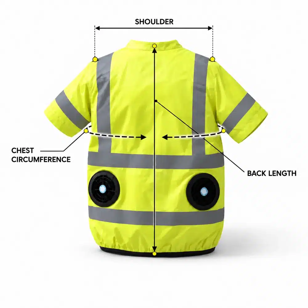 How to measure the Class 3 Shirt: shoulder, chest circumference and back length