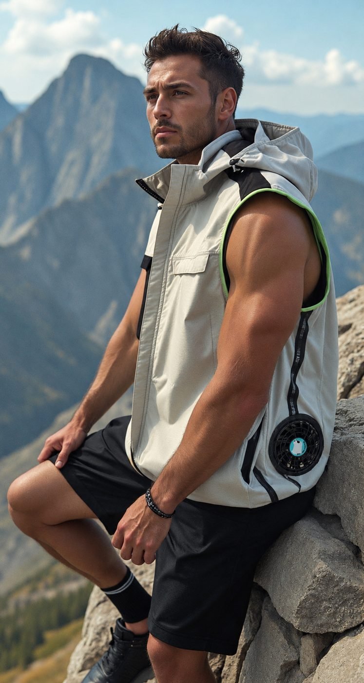 Gray Fan Vest on the trail