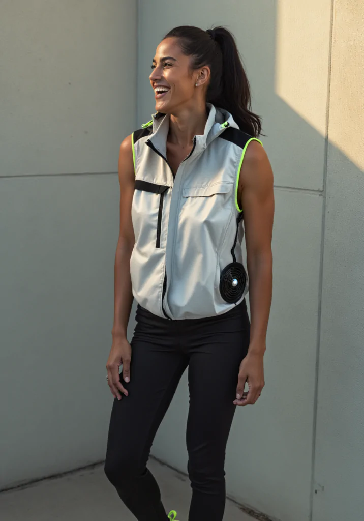 Woman wearing the Polar Quest cooling vest – ultimate heat protection gear for outdoor work and sports